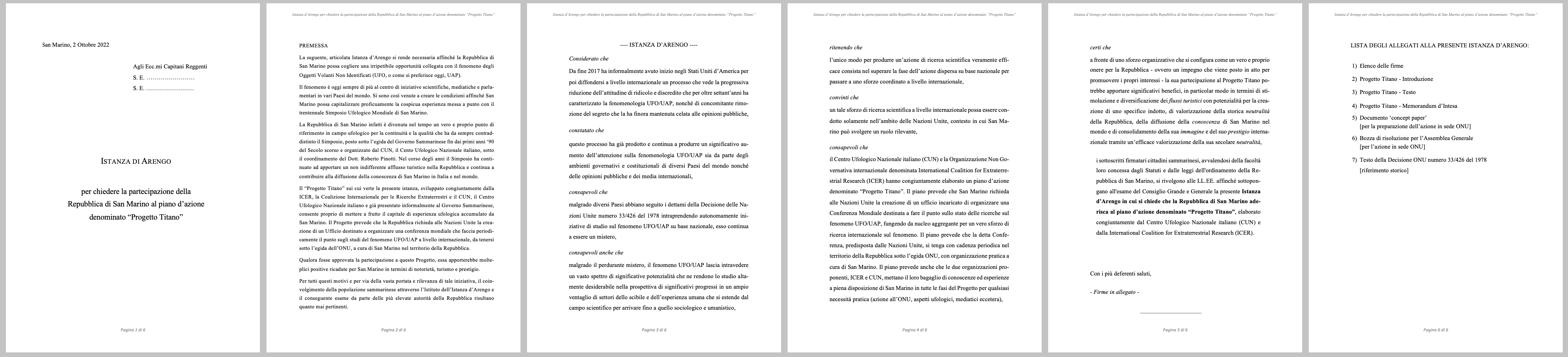 The text of the Istanza d'Arengo