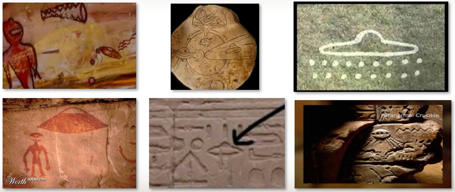 varie immagini di UFO nell'antichit�